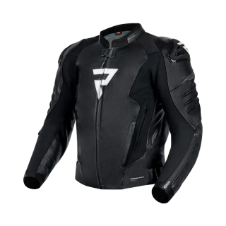 Kožená bunda na motorku Rebelhorn VELOCE Black/White, kombinace kůže/textil