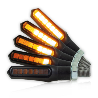Blinkry na moto Sekvenční s běžícím světlem "Stick" LED černé, pár