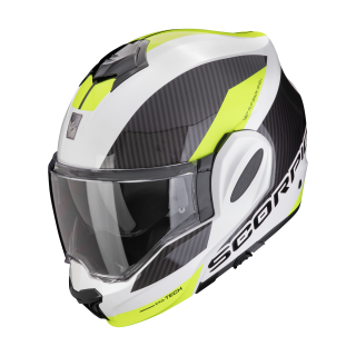 Překlápěcí helma na motorku SCORPION EXO-TECH EVO TEAM bílo/fluo žlutá - výprodej v.M